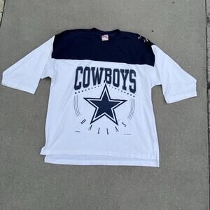Vintage Nutmeg Mills Dallas Cowboys T-Shirt Mens Size Large White 90s USA Tee